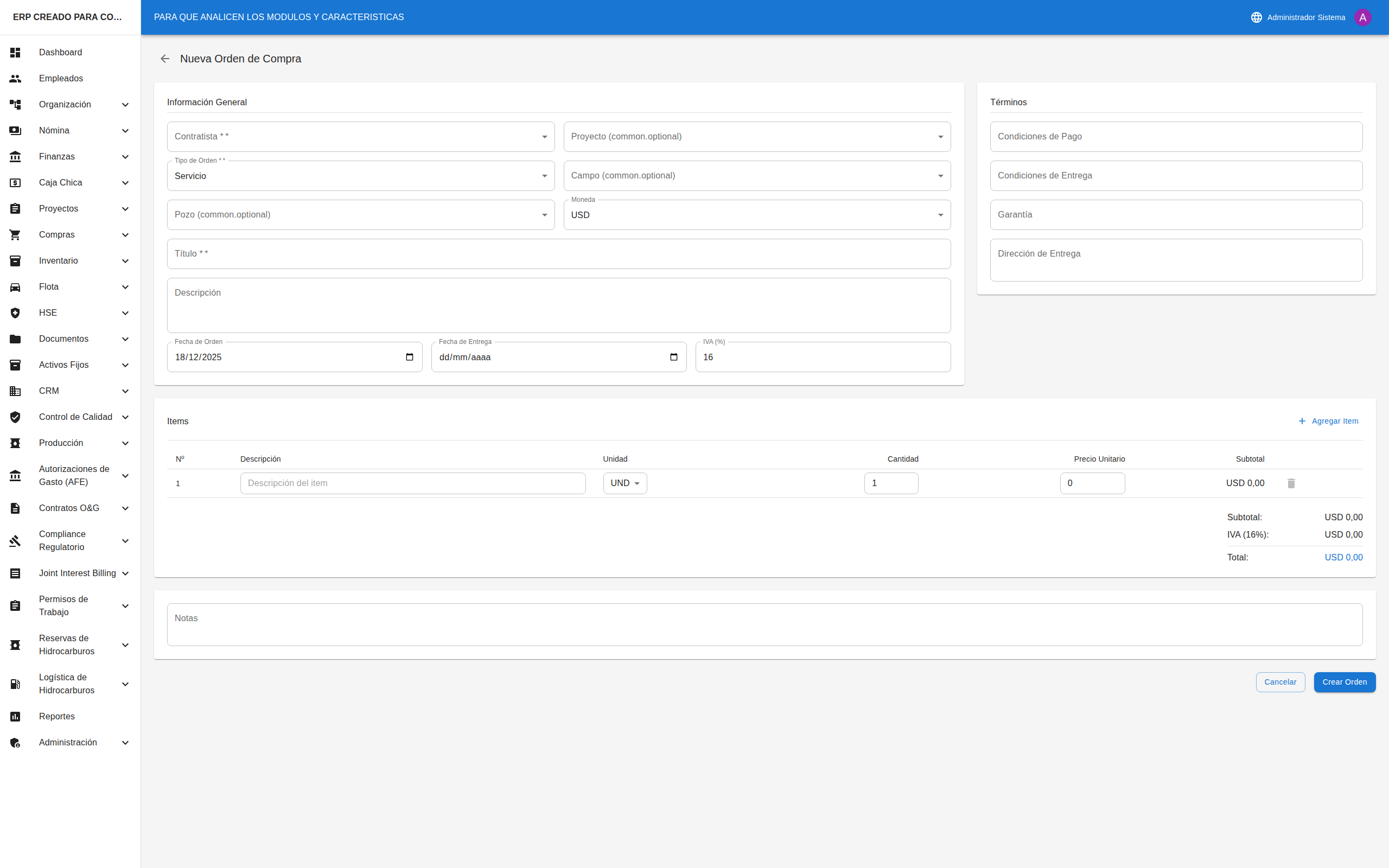 Nueva Orden de Compra