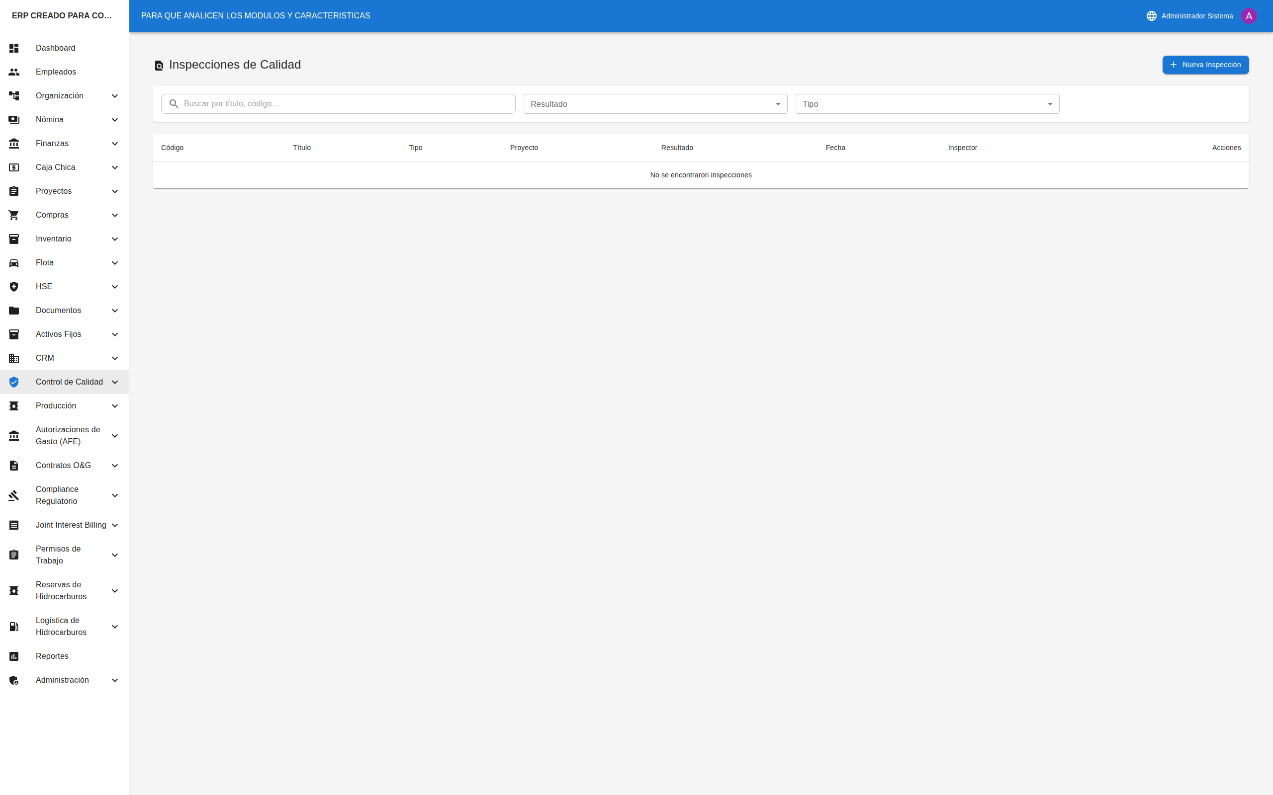 Lista de Inspecciones