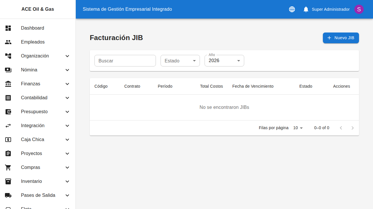 Detalle de factura JIB con distribución por socios