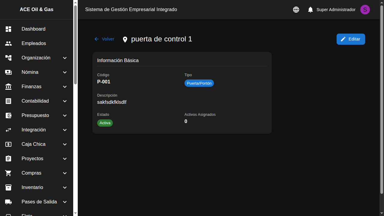 Detalle de una ubicación física
