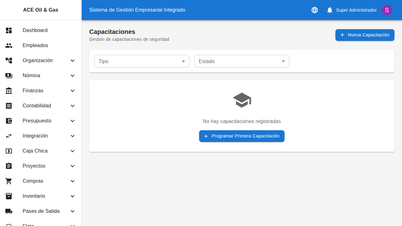 Listado de capacitaciones de seguridad