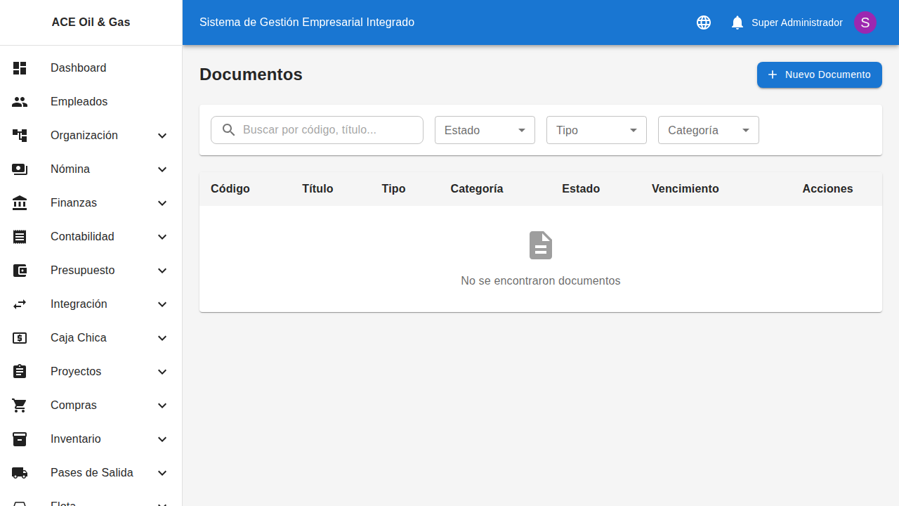 Lista de documentos con filtros