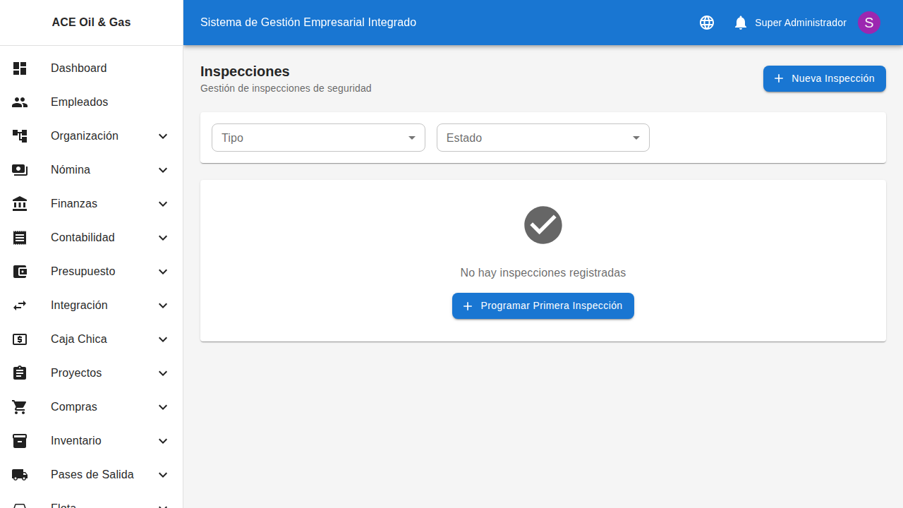 Listado de inspecciones de seguridad