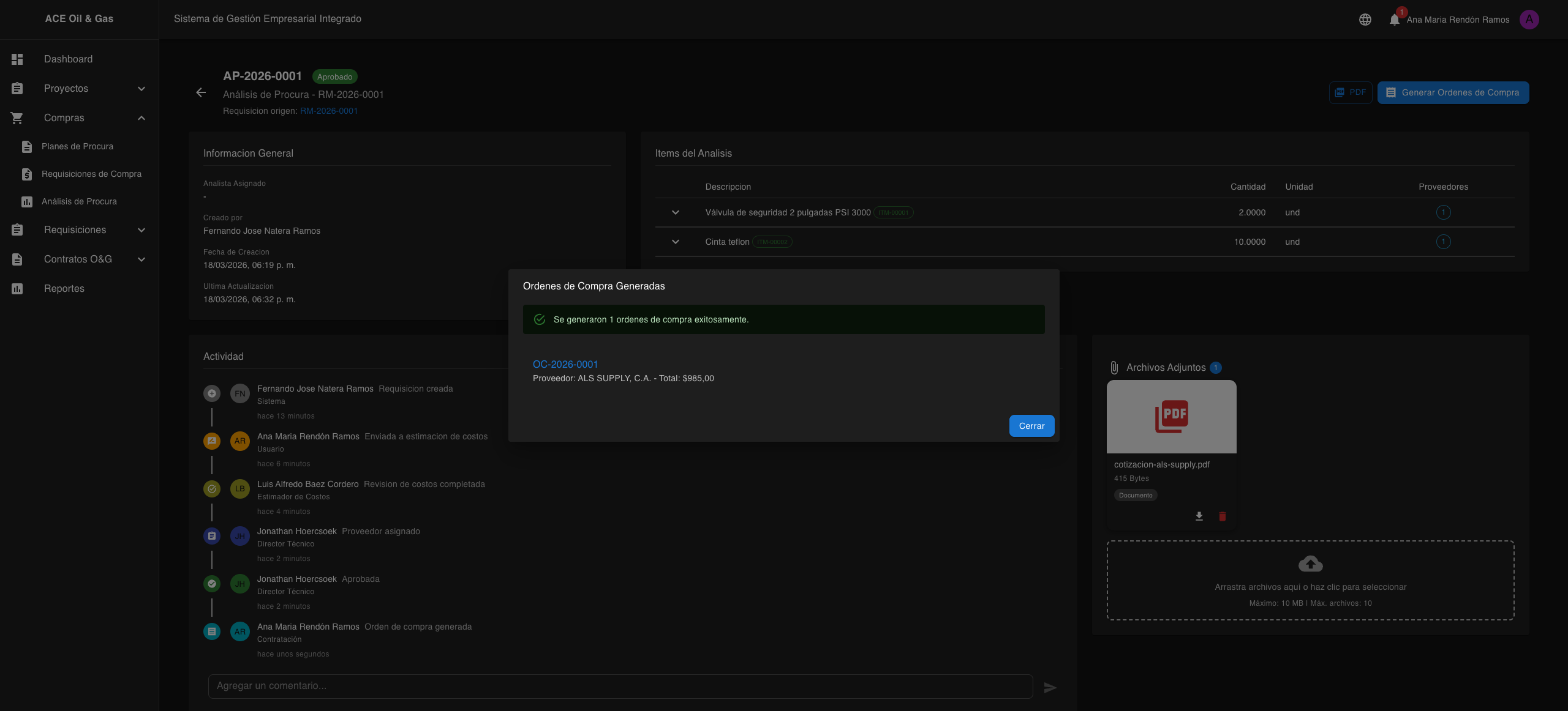 OC generada exitosamente