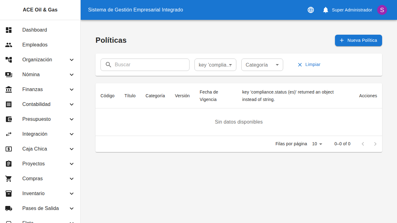 Políticas corporativas con control de versiones